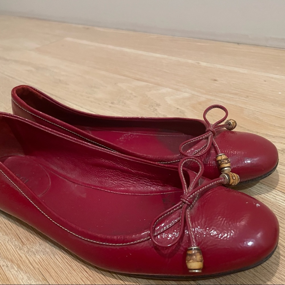 Gucci cherry red ballet flats coquette Lana Del Rey